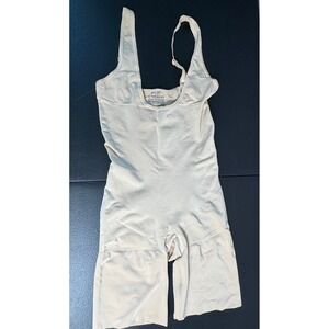 SPANX Red Hot Body Shaper Bodysuit Mid Thigh Open Bust Beige XL